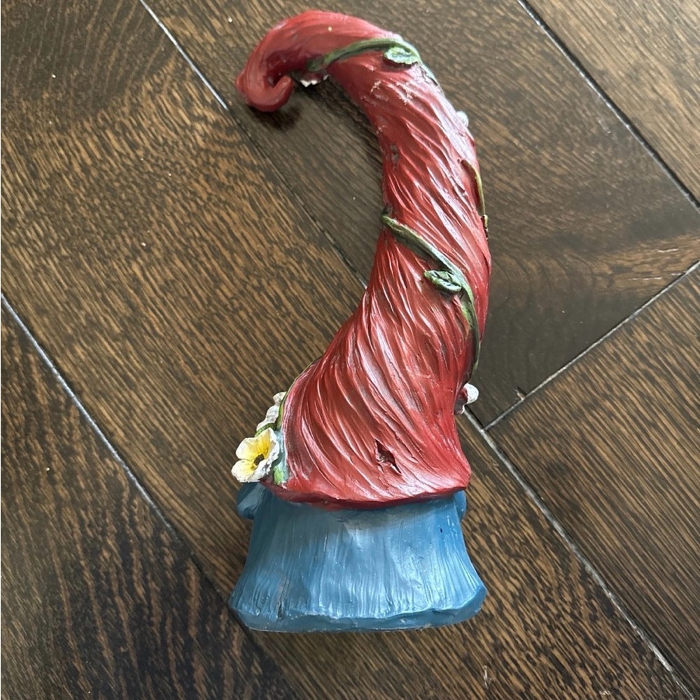 Whimsical Gnome Figurine with Red Hat - Picture 3 of 3